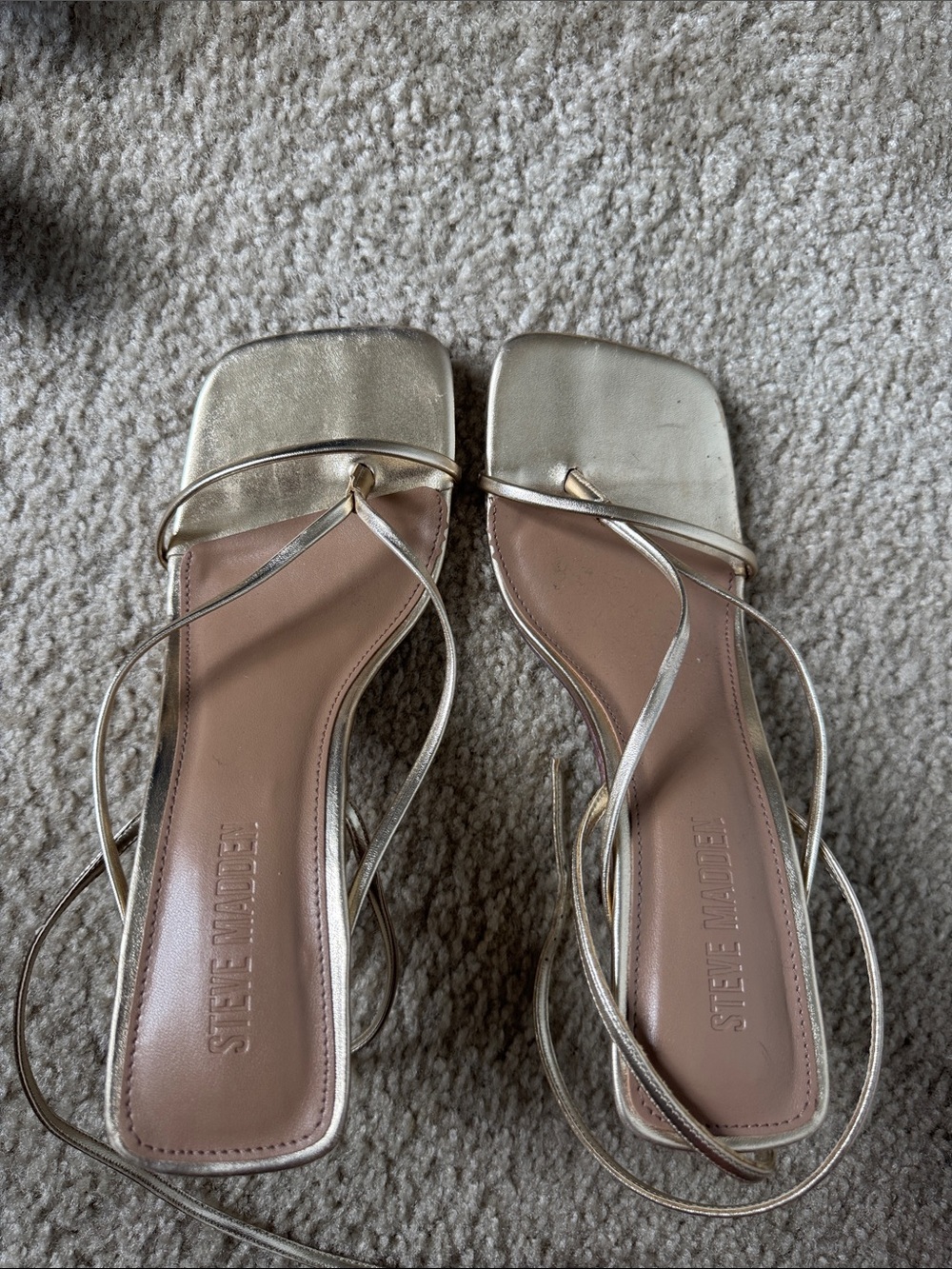 Steve Madden Metallic Gold Strappy Square-Toe Sandals